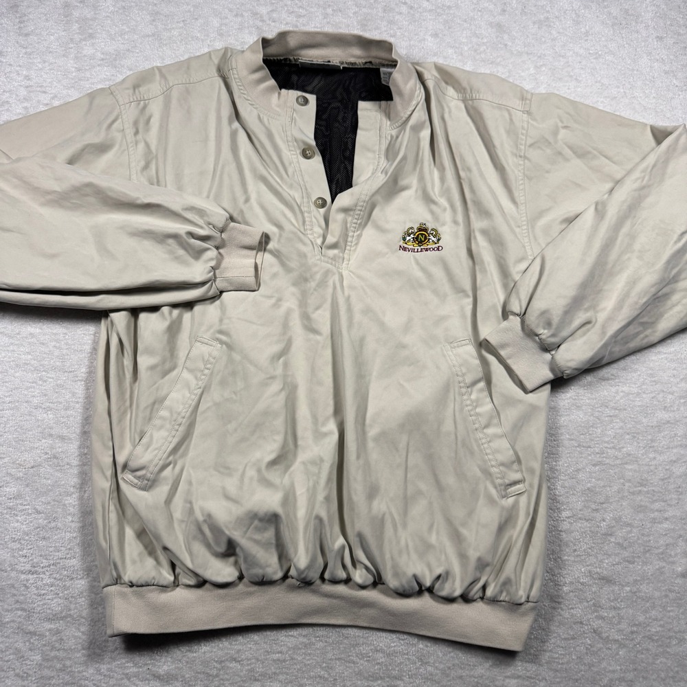 Slazenger Mens Beige Golf Pullover Windbreaker‎ Jacket L Nevillewood CC